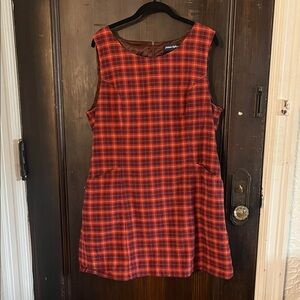 ModCloth Pinafore Jumper Fall Plaid A-Line Dress